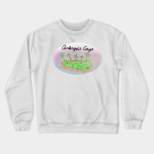 Ambergris Caye watercolor Island travel, beach, sea and palm trees. Holidays and rest, summer and relaxation Crewneck Sweatshirt